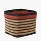 Tobs Seagrass Natural, Black and Terracotta Stripe Square Basket