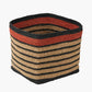 Tobs Seagrass Natural, Black and Terracotta Stripe Square Basket