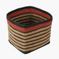 Tobs Seagrass Natural, Black and Terracotta Stripe Square Basket