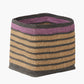 Tobs Seagrass Natural, Grey and Lilac Stripe Square Basket