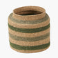 Seagrass Natural, Green and Sage Stripe Round Basket