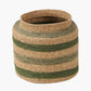 Seagrass Natural, Green and Sage Stripe Round Basket