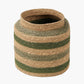 Tobs Seagrass Natural, Green and Sage Stripe Round Basket
