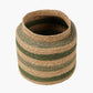 Tobs Seagrass Natural, Green and Sage Stripe Round Basket