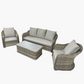 4-Piece Outdoor Wicker Patio Furniture Set – Rattan Sofa, Armchairs & Coffee Table with Cushions