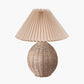 Raffles Large Rattan Cream Wash Table Lamp Base with Amelia 40cm Natural Linen Hard Pleat Tapered Lampshade