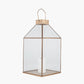 Shiny Brass Metal and Glass Square Lantern