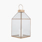Shiny Brass Metal and Glass Square Lantern