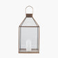 Shiny Brass Metal and Glass Square Lantern