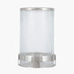 Silver Metal and Clear Textured Glass Tall Hurricane