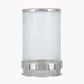 Silver Metal and Clear Textured Glass Tall Hurricane