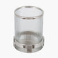 Silver Metal and Clear Textured Glass Hurricane