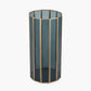 Brass Metal and Smoked Glass Panelled Tall Hurricane