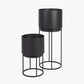 S/2 Graphite Metal Circular Planters