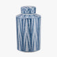 Samara Blue and White Ceramic Aztec Design Lidded Ginger Jar