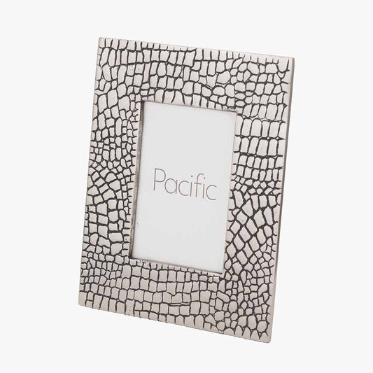 Antique Silver Metal Croc Print 5 x 7 Photo Frame