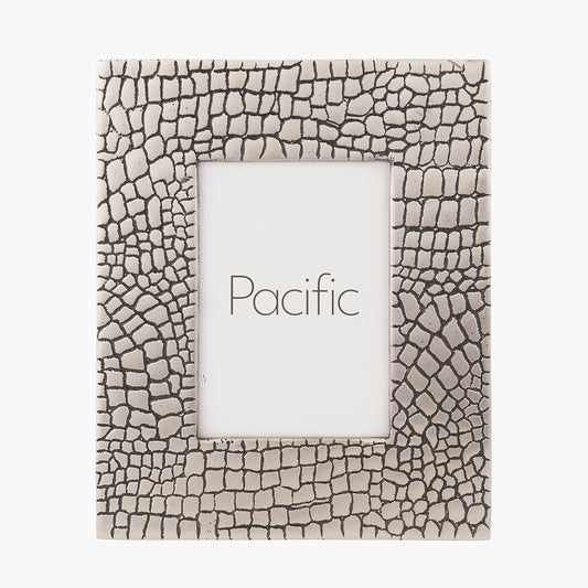Antique Silver Metal Croc Print 5 x 7 Photo Frame