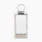 Silver Stainless Steel and Glass Large Rectangular Lantern