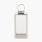 Silver Stainless Steel and Glass Large Rectangular Lantern