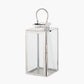 Silver Stainless Steel and Glass Medium Rectangular Lantern