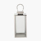 Silver Stainless Steel and Glass Medium Rectangular Lantern