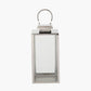 Silver Stainless Steel and Glass Medium Rectangular Lantern