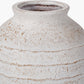 White Wash Fibrestone Decorative Ribbed Vase Large