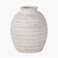 White Wash Fibrestone Decorative Ribbed Vase