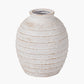 White Wash Fibrestone Decorative Ribbed Vase