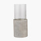 Stone Grey Metal and Clear Glass Hurricane