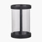 Black Ribbed Metal and Clear Glass Hurricane Large