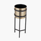 Brass and Matt Black Metal Floor Planter Large