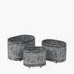 S/3 Galvanised Zinc Oval Planters