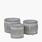 S/3 Galvanised Zinc Round Planters