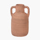 Natural Textured Terracotta Decorative Vase with Handles Medium