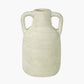 White Textured Terracotta Decorative Vase with Handles Medium