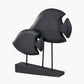 Black Handcarved Mango Wood Double Teardrop Angelfish Ornament
