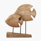 Natural Handcarved Mango Wood Double Teardrop Angelfish Ornament