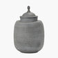 Raj Charcoal Grey Hammered Metal Urn Vase with Lid