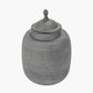 Raj Charcoal Grey Hammered Metal Urn Vase with Lid