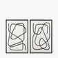 S/2 Black Squiggle Print Canvases with Black Frames