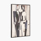 Monochrome Abstract People Canvas with Black Frame