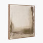 Green and Natural Abstract Square Hessian Canvas with Oak Effect Frame