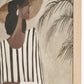 Striped Dress Lady Design Canvas with Natural Frame