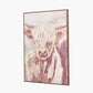 Mulberry and Naturals Highland Cow Canvas with Oak Effect Frame