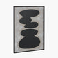 Black and Natural Stone Design Canvas Wall Art with Black Frame