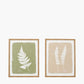S/2 Green and Natural Fern Canvas Wall Art with Natural Frames
