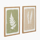 S/2 Green and Natural Fern Canvas Wall Art with Natural Frames