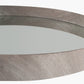 Grey Oak Wood Veneer Deep Edge Round Wall Mirror Large