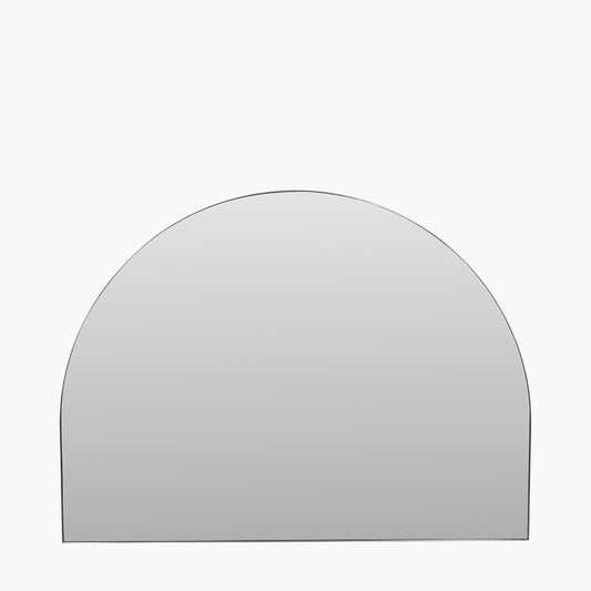 Brushed Silver Metal Slim Frame Wide Arch Wall Mirror